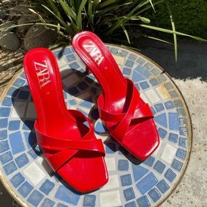 Red Zara Kitten Heels size 38